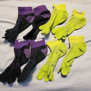 4 Pairs Injinji Toe Socks Size Large green purple
